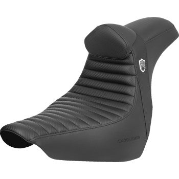 SADDLEMEN Pro Series SDC Performance Seat - w/ Backrest - Tuck-n-Roll/Carbon Fiber - Gripper - FLSB/FX '18-'24 SC81829TB