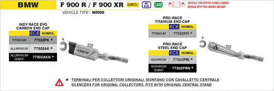Arrow Bmw F900r E5+ 2025 Indy Race Evo Aluminium Exhaust 77502ak