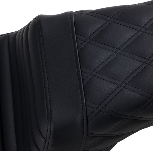 SADDLEMEN Step-Up Seat - Front Tuck-n-Roll/Rear Lattice Stitch - Black 806-04-176