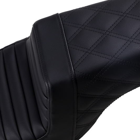 SADDLEMEN Step-Up Seat - Front Tuck-n-Roll/Rear Lattice Stitch - Black 807-11-176