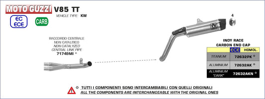 71749MI Arrow Exhaust Mid Pipe no-kat SS Moto Guzzi V85 TT 19-20