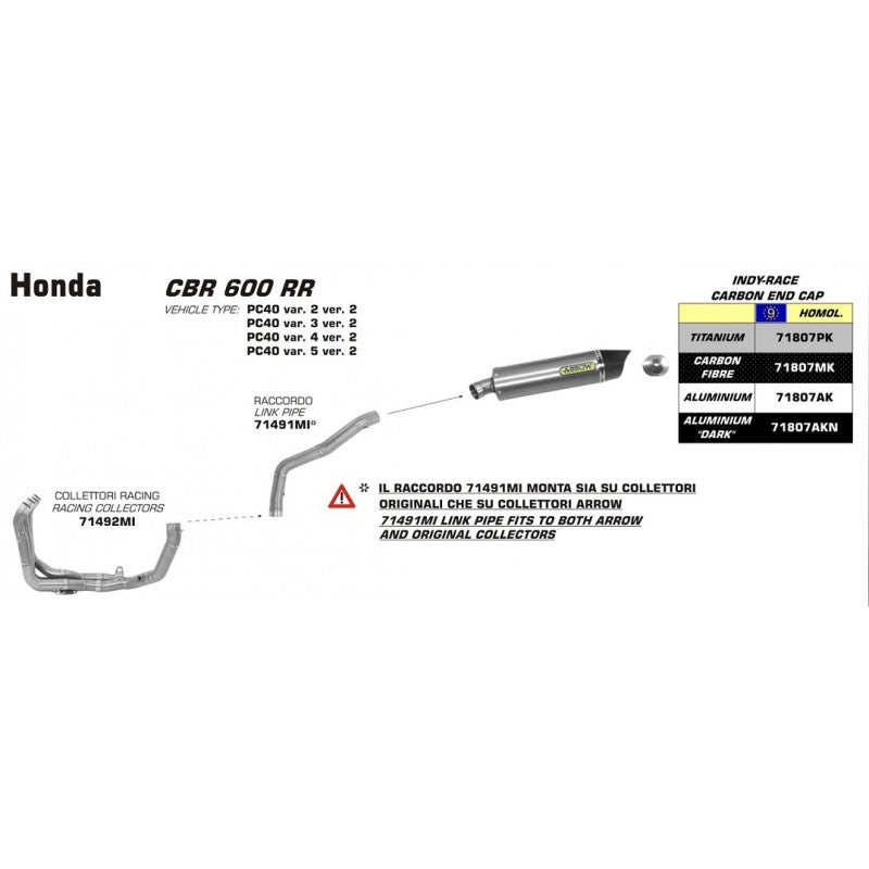 Arrow Exhaust Headers Honda CBR600RR 2013-2024 71492MI