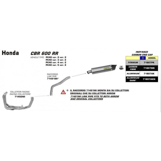 Arrow Exhaust Headers Honda CBR600RR 2013-2024 71492MI