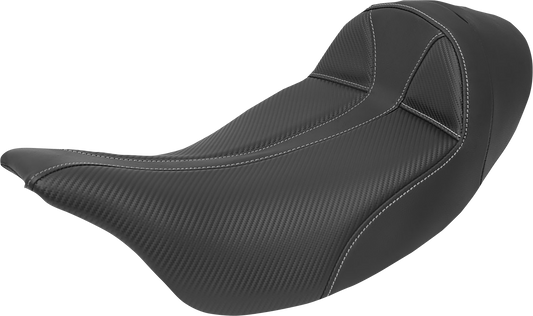 SADDLEMEN Dominator Solo Seat - Extended Reach - Stitched - Black w/ Gray Stitching - FL '08-'23 808-07B-0042EXT