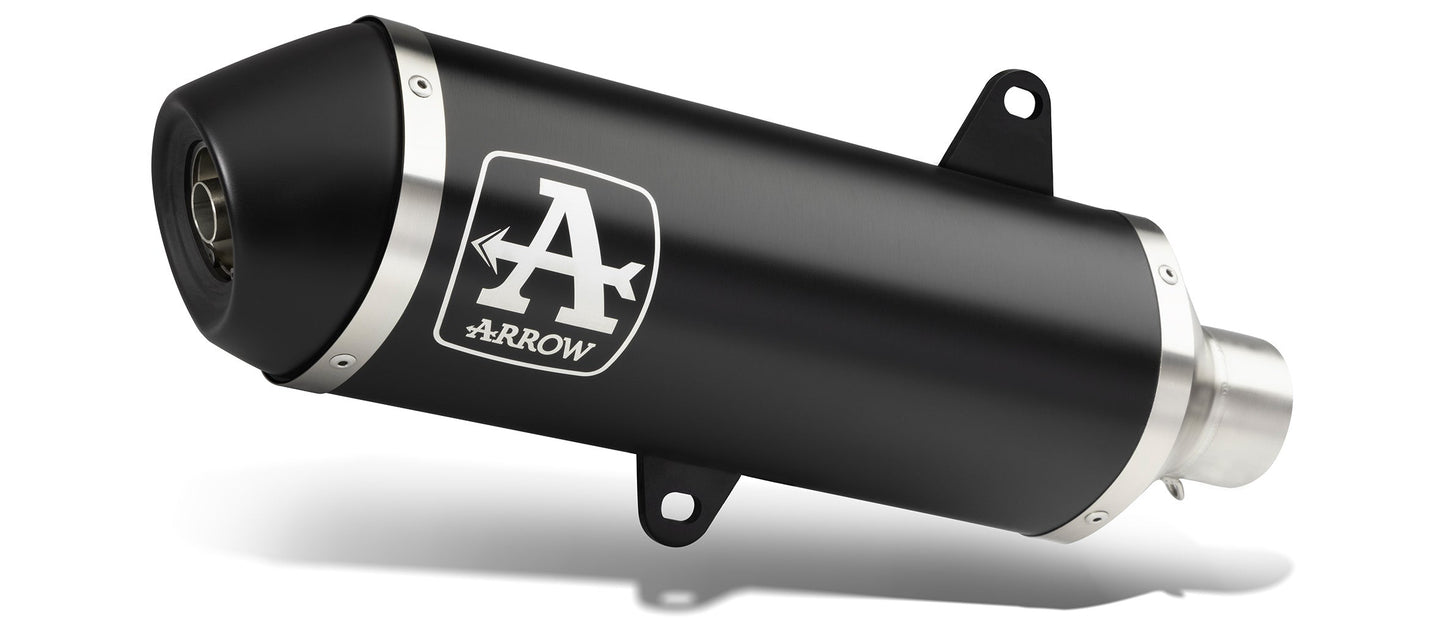 Arrow Kymco X-Town 125 '21 Homologated Kit St.Steel Collector And Urban Aluminum Black Sil With St.Steel Black Endcap 53543ann