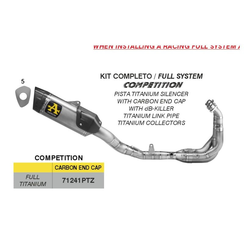 71241PTZ Arrow 2025 Competition Evo Titanium Full system exhaust WITH db killer