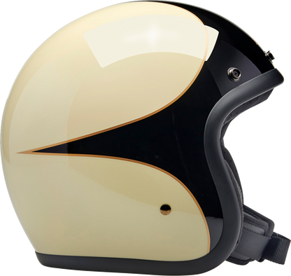 BILTWELL Bonanza Helmet - Gloss Vintage White/Black Scallop - Medium 1001-559-203