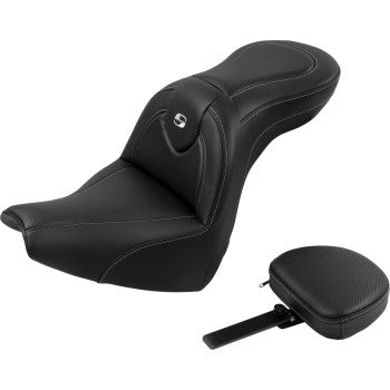 SADDLEMEN Roadsofa™ Seat - with Backrest - Carbon Fiber - FXBR/S '18-'20 818-31-185BR