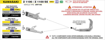 Arrow Kawasaki Z1100 / Z1100se E5+ '25/'26 Indy Race Evo Aluminium Dark Exhaust - 77507akn