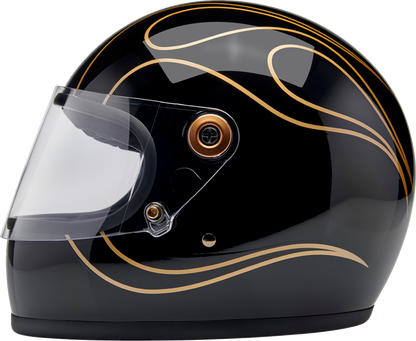 BILTWELL Gringo S Helmet - Gloss Black Flames - Medium 1003-567-503
