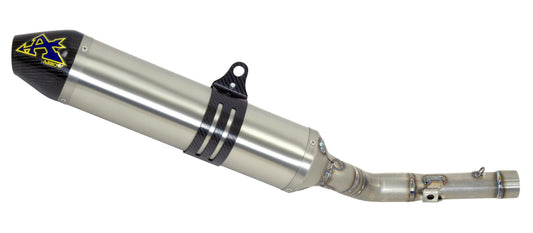 Arrow Um Dsr 125 Ex/ Malaguti Xsm-Xtm 125 Homolo. Dark Aluminium Thunder Sil. With Carbon Endcap With Welded Link Pipe 52509aon