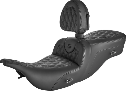 SADDLEMEN Roadsofa Seat - without Backrest - Full Lattice Stitch - Heated - '99-07 FL 897-07-182BRHC