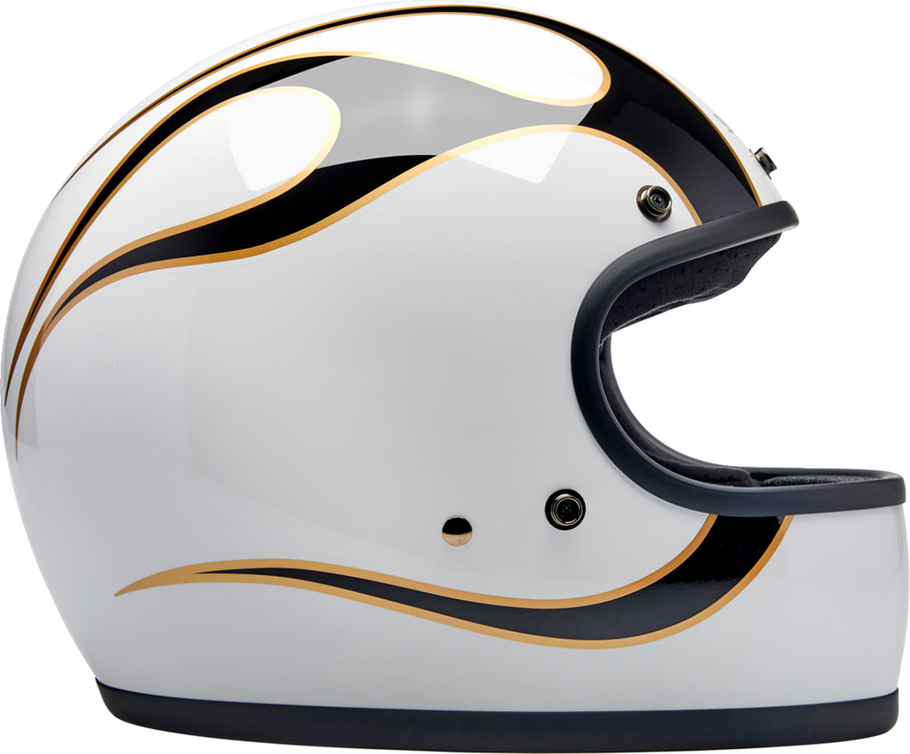 BILTWELL Gringo Helmet - Flames - White/Black - XS 1002-561-501