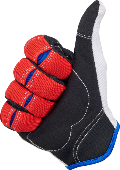 BILTWELL Moto Gloves - Red/White/Blue - Large 1501-1208-004