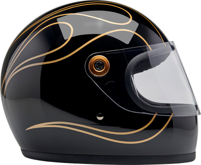 BILTWELL Gringo S Helmet - Gloss Black Flames - Medium 1003-567-503