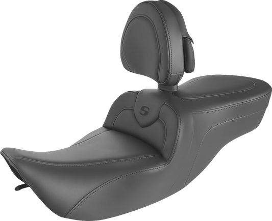 SADDLEMEN RoadSofa Seat - With Backrest - Black W/Black Stitching 897-06-187BR