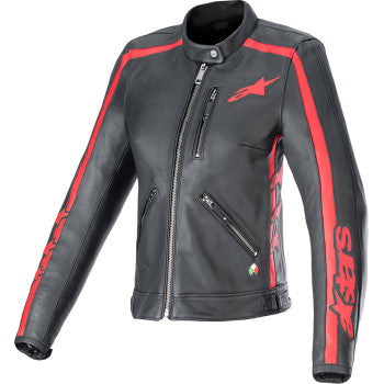 ALPINESTARS Stella Dyno Leather Jacket - Black/Haute Red - Small 3113924-1346-S