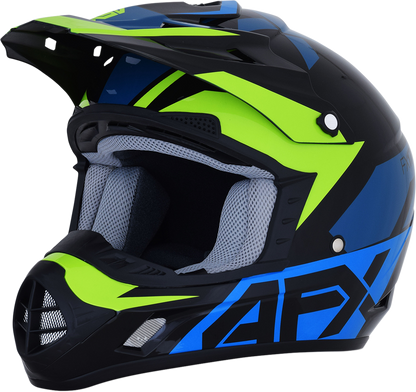 AFX FX-17 Helmet - Aced - Blue/Lime - Large 0110-6501