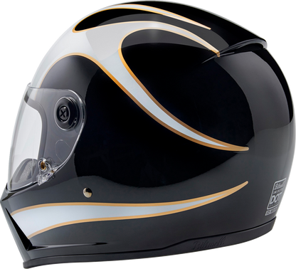 BILTWELL Lane Splitter Helmet - Gloss Black/White Flames - Medium 1004-570-503