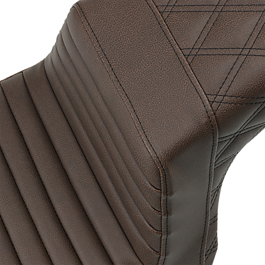 SADDLEMEN Step-Up Seat - Front Tuck-n-Roll/Rear Lattice Stitch - Brown 813-27-176BR