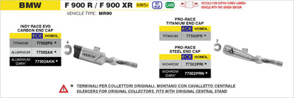 Arrow  Bmw F900r E5+ 2025 Indy Race Evo Aluminium Dark Exhaust - 77502akn