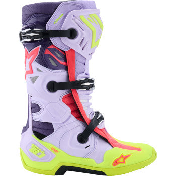 ALPINESTARS Tech 10 Supervented Boots - Purple/Fluorescent Yellow/Diva Pink - US 11 / EU 45.5 2010520-3150-11