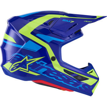 ALPINESTARS SM7 Helmet - Deed - Gloss Blue/Yellow Fluo - XS 8302426-7253-XS