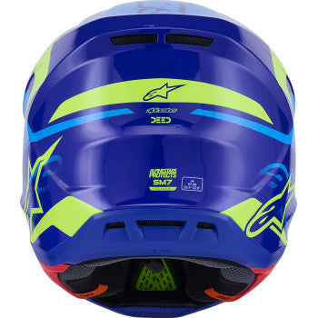 ALPINESTARS SM7 Helmet - Deed - Gloss Blue/Yellow Fluo - Large 8302426-7253-L