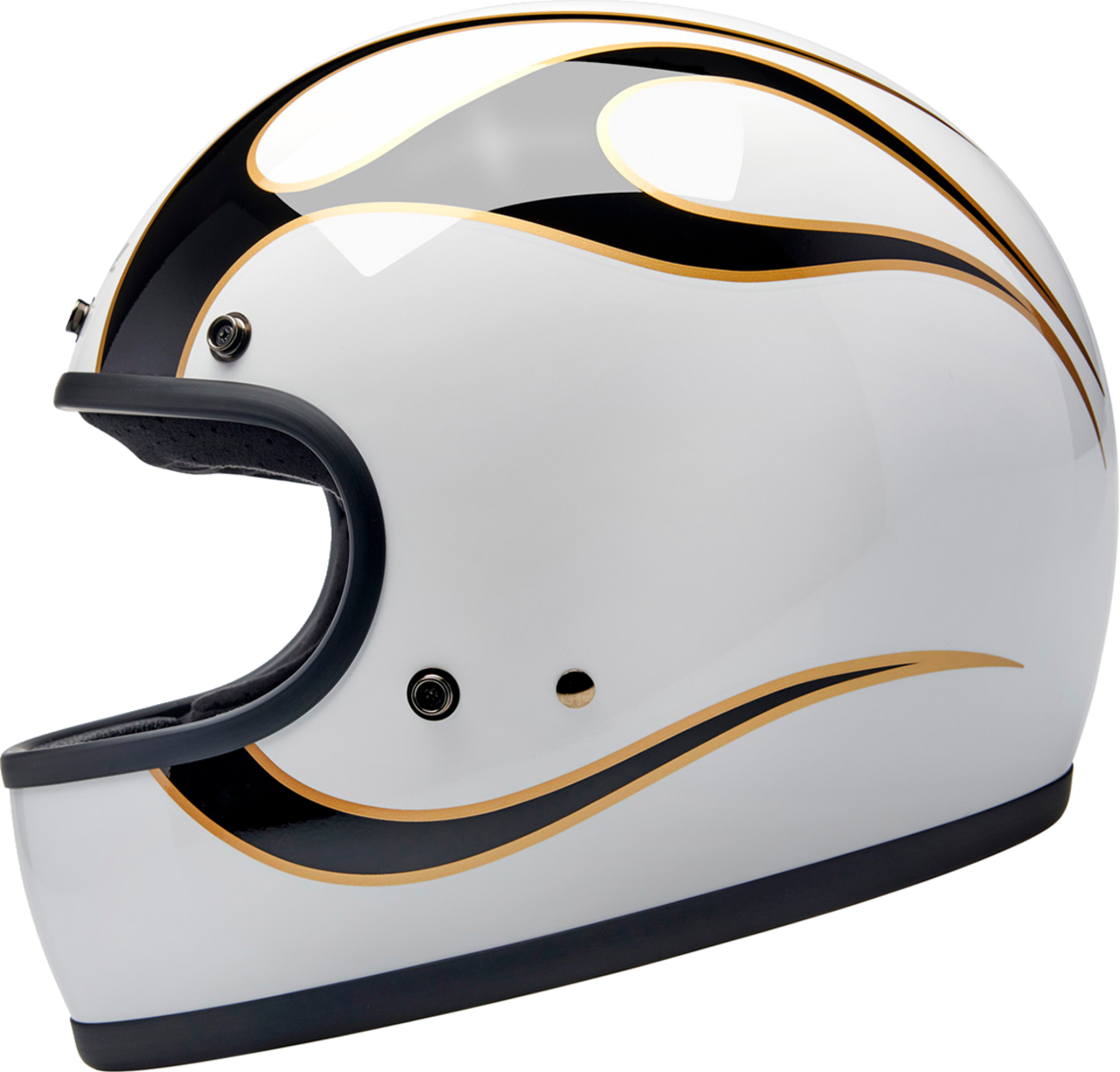 BILTWELL Gringo Helmet - Flames - White/Black - XS 1002-561-501