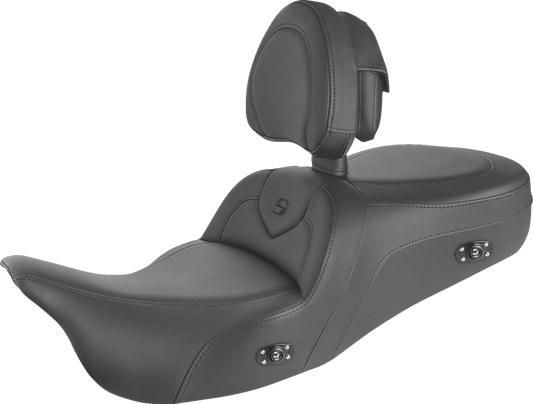 SADDLEMEN Heated RoadSofa Seat - With Backrest - Black w/Black Stitching - Trikes 808-07B-187TBRH