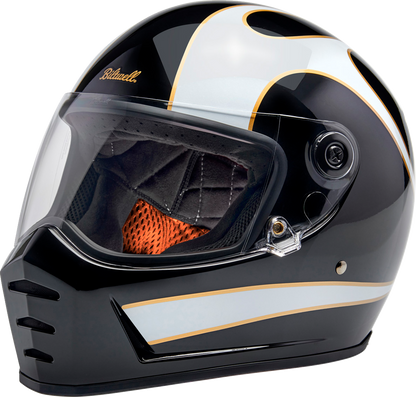 BILTWELL Lane Splitter Helmet - Gloss Black/White Flames - XL 1004-570-505