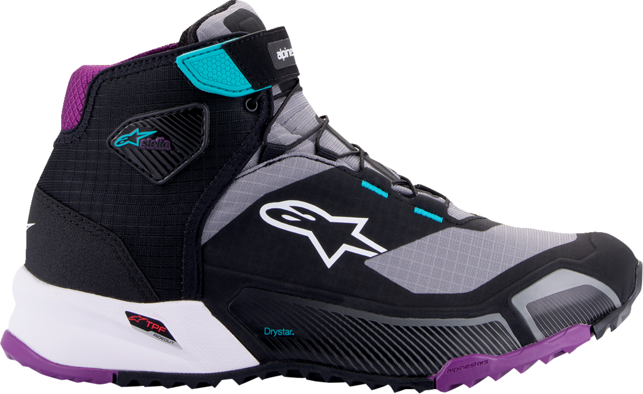 ALPINESTARS Stella CR-X Drystar® Shoes - Black/Gray/Teal/Purple - US 8.5 2611523137085