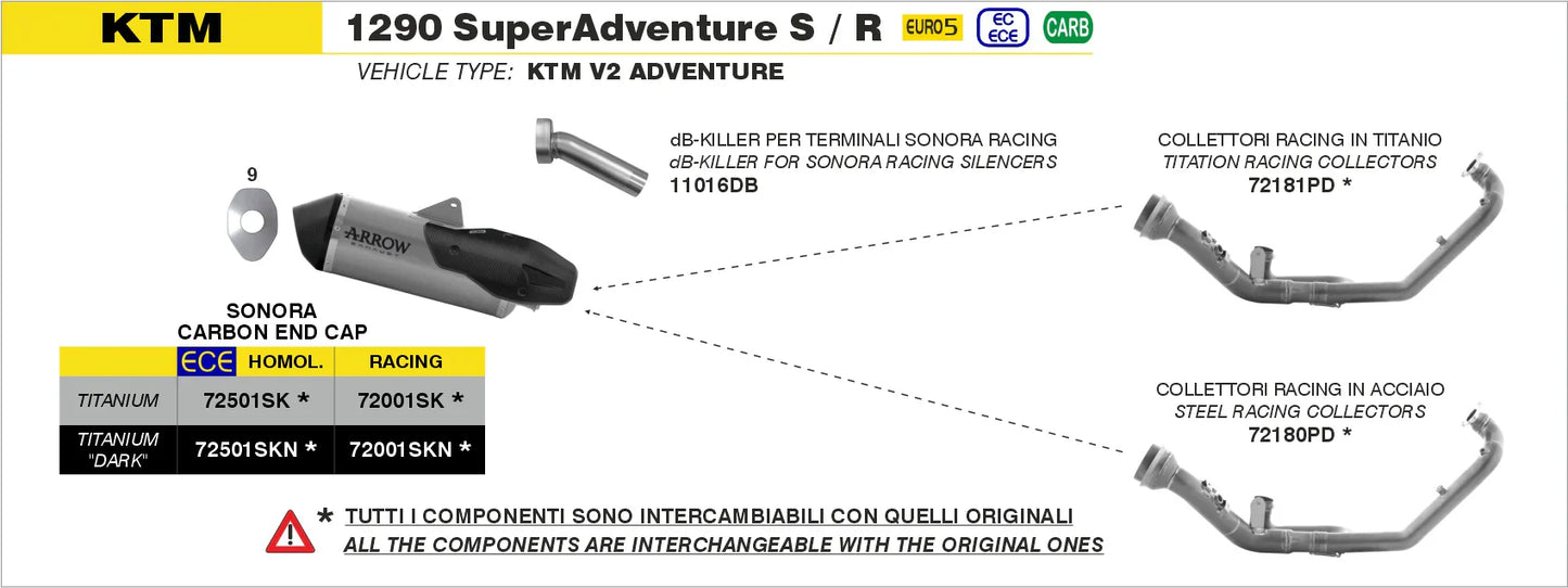 IN STOCK FIRE SALE Arrow 72181PD Racing Exhaust Collector, Titanium for KTM 1290 Super Adventure S 2021-2024