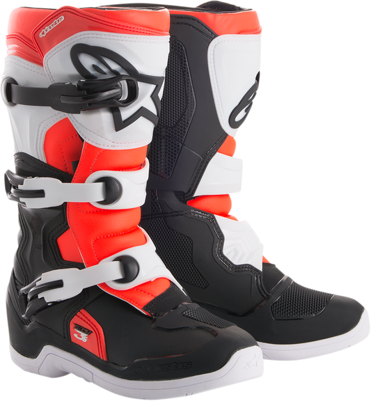 ALPINESTARS Tech 3S Boots - Black/White/Fluorescent Red - US 8 2014018-1231-8