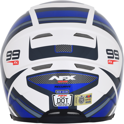 AFX FX-99 Helmet - Recurve - Pearl White/Blue - Large 0101-11123