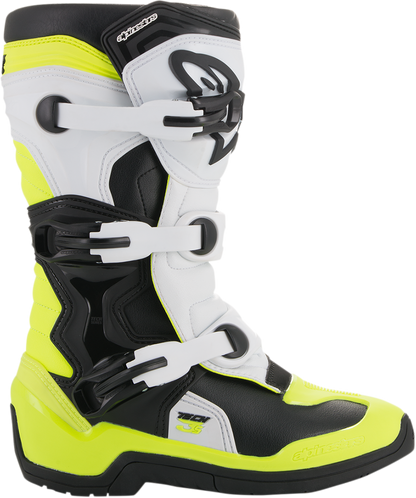 ALPINESTARS Tech 3S Boots - Black/White/Fluorescent Yellow - US 2 2014018-125-2