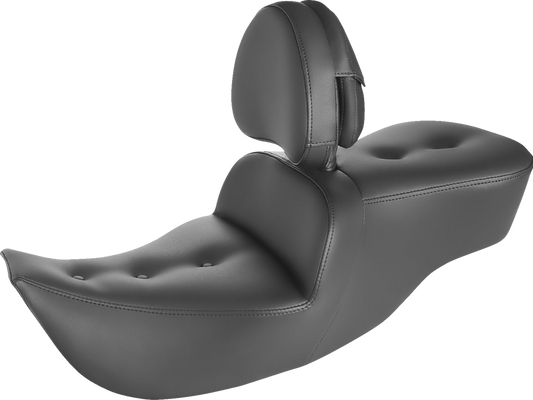 SADDLEMEN Pillow-Top Roadsofa Seat - with Backrest - Black - FLH '99-'07 897-06-181BR