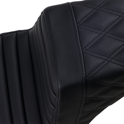 SADDLEMEN Step-Up Seat - Front Tuck-n-Roll/Rear Lattice Stitch - Black 818-30-176