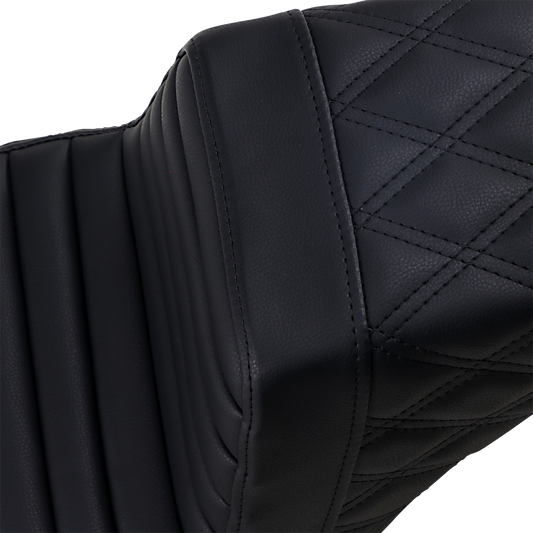 SADDLEMEN Step-Up Seat - Front Tuck-n-Roll/Rear Lattice Stitch - Black 818-30-176