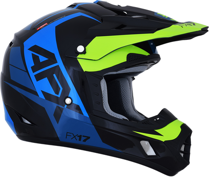 AFX FX-17 Helmet - Aced - Blue/Lime - Large 0110-6501