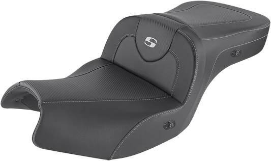 SADDLEMEN Heated Roadsofa Seat - Carbon Fiber - Without Backrest - Black - Indian I20-06-185HCT
