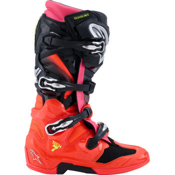 ALPINESTARS Tech 7 Boots - Black/Fluorescent Red/Fluorescent Pink - US 10 / EU 44.5 2012025-1576-10