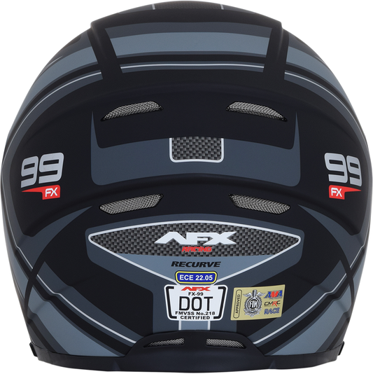 AFX FX-99 Helmet - Recurve - Matte Black/Gray - Medium 0101-11137