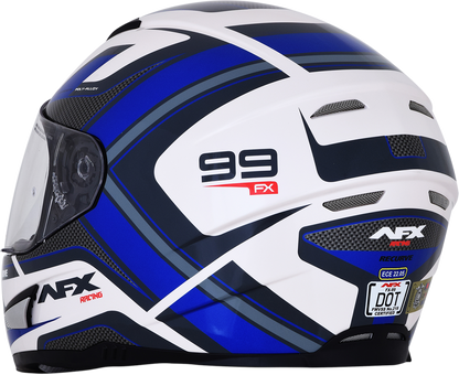 AFX FX-99 Helmet - Recurve - Pearl White/Blue - Large 0101-11123