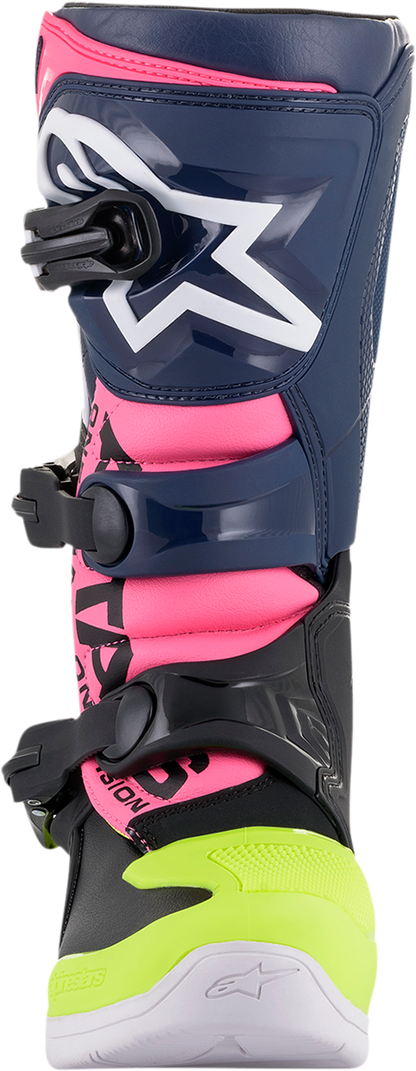 ALPINESTARS Tech 3S Boots - Black/Blue/Pink/White/Yellow - US 4 2014018-1176-4