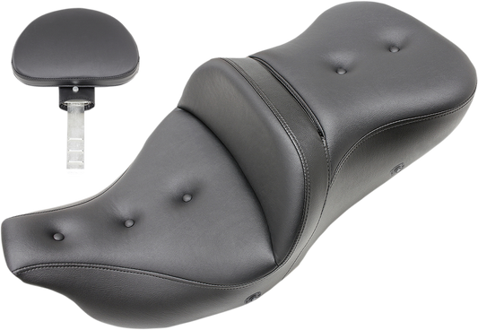 SADDLEMEN Pillow-Top Roadsofa Seat - with Backrest - Heated - Black - FLH/FLT '08-'23 808-07B-181BRHC