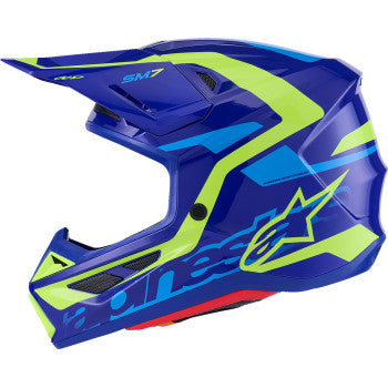 ALPINESTARS SM7 Helmet - Deed - Gloss Blue/Yellow Fluo - Large 8302426-7253-L