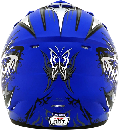 AFX FX-17 Helmet - Butterfly - Matte Blue - Large 0110-7124