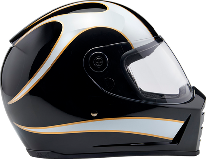 BILTWELL Lane Splitter Helmet - Gloss Black/White Flames - XL 1004-570-505