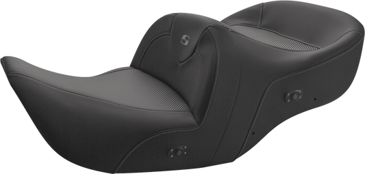 SADDLEMEN Heated Roadsofa Seat - Carbon Fiber - Without Backrest - Black - GL H01-07-185HCT